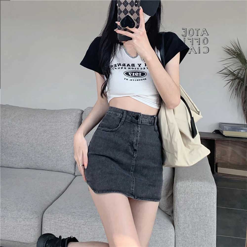 150 Skinny Hottie jeans skirt girl Spring summer high waist A line wrap hip skirt xs small size highXJ241221
