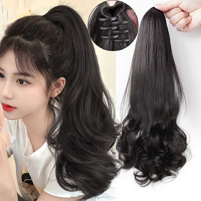 Synthetic Long Straight Claw Clip On Ponytail Hair Extensions 50cm Heat Resistant Pony Tail Hair piece For Women Daily PartyXJ241221
