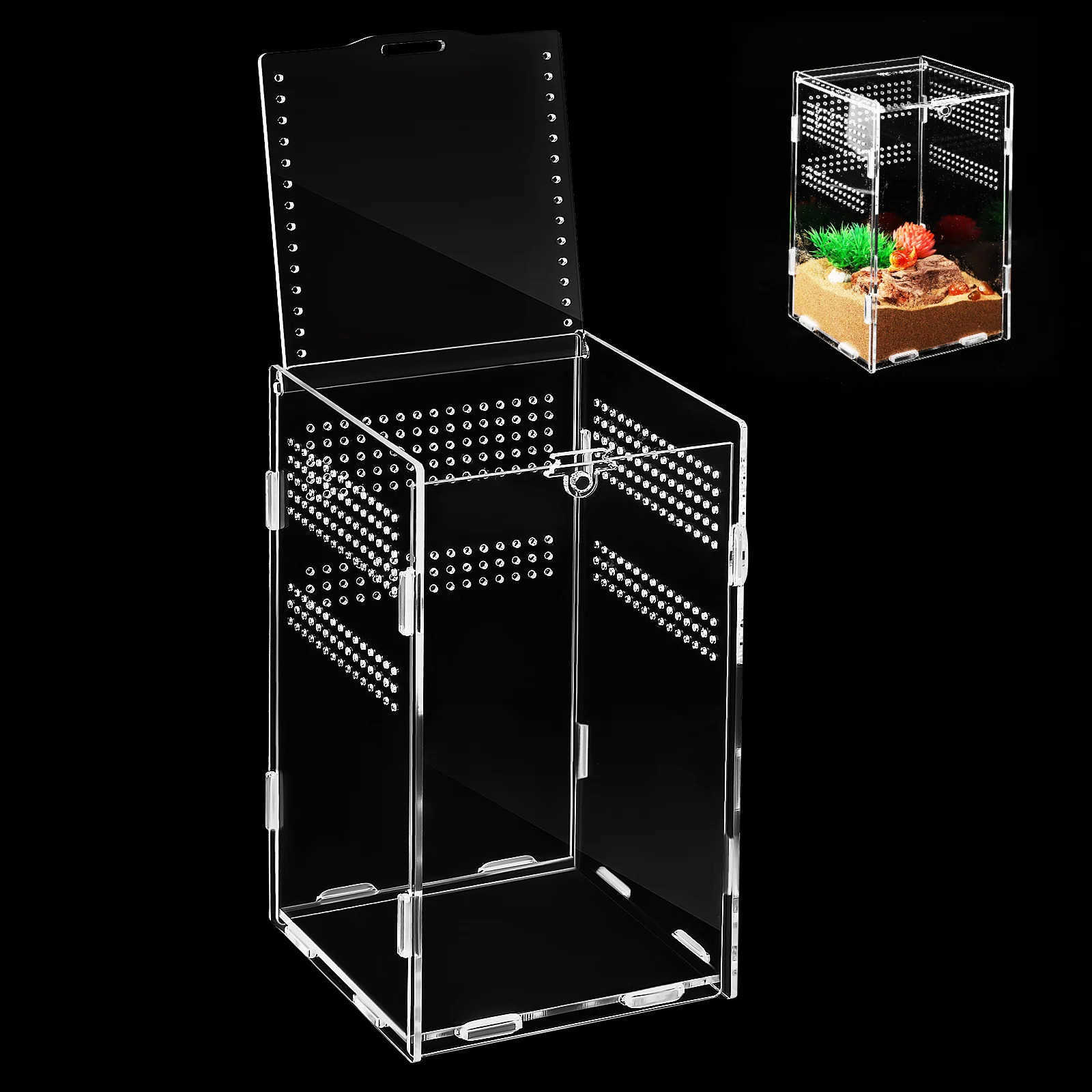 Other Pet Supplies Feeding box living box gecko tank reptile shell jumping spider snail acrylic frog Terrarium transparent L240910