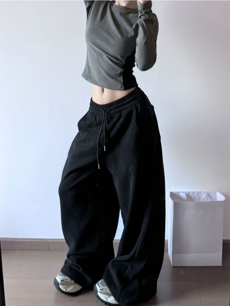 Y2k Vintage Baggy Warm Sweatpants Pink Thick Korean Fashion Oversized Pants Haruku Streetwear Trousers Winter Autumn