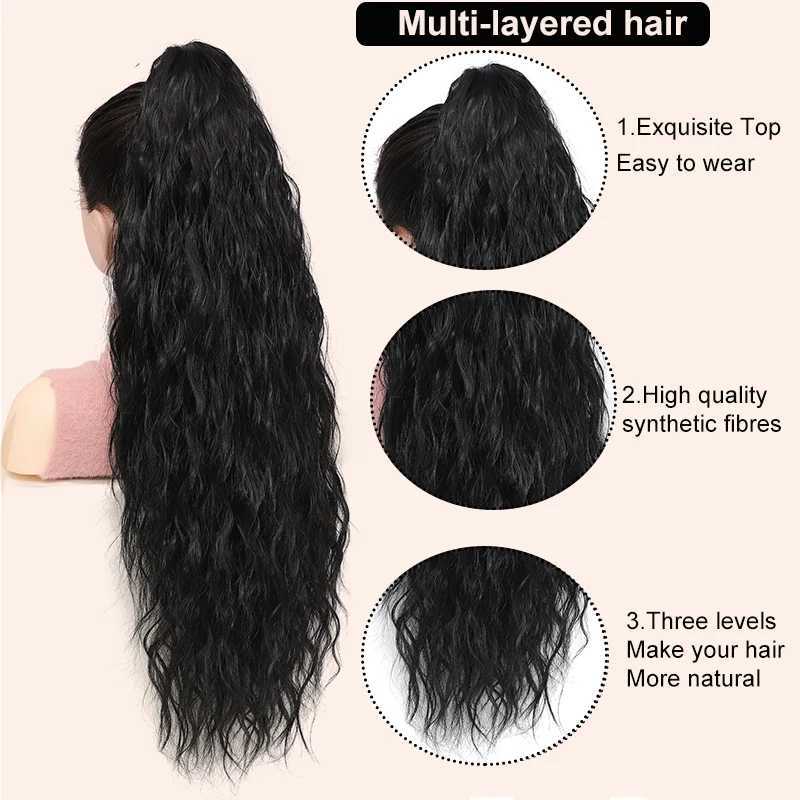28inch Claw clip in Ponytail Extensions Curly Wavy Pony Tail Hairpiece Long Fake Horse Tail Synthetic False Pigtail for WomenXJ241221