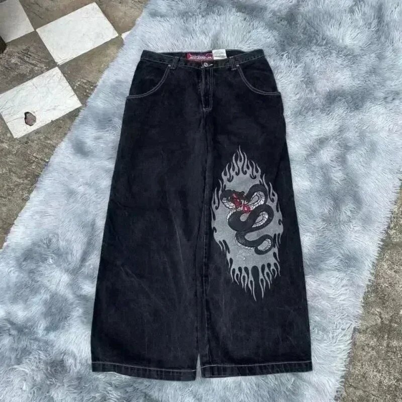 JNCO Y2K loose jeans mens embroidered hip-hop street Harajuku mens wide leg pants 240619