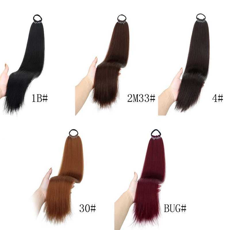 22Inch Synthetic Ponytail Extensions With Hair Tie Wrap Around Hair Braid Tail Rubber Band Hair Ring Ombre Braid DIYXJ241221
