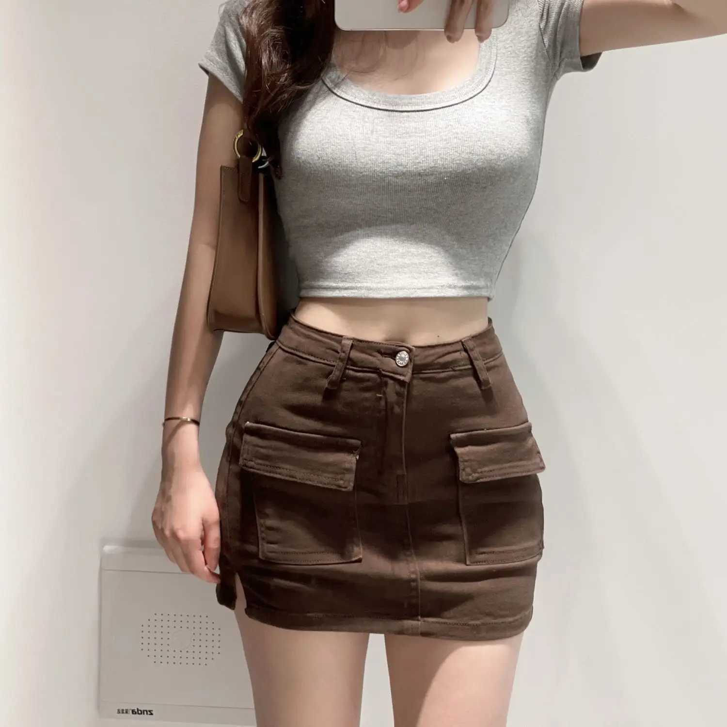 Summer Denim Short Skirt for Women Sexy Slim High Wiast Wrap Hip Mini Skirts Woman Korean Chic Pockets Shorts Jeans SkirtXJ241221