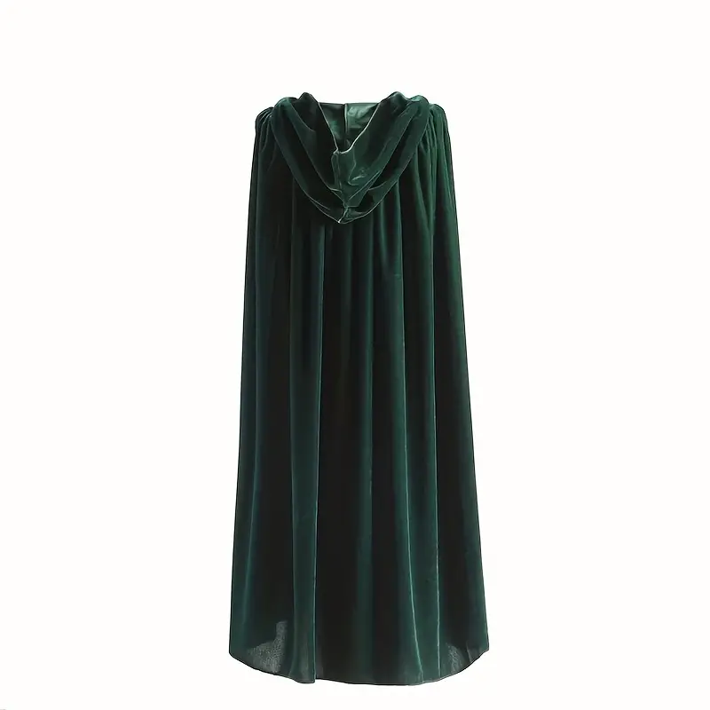 Medieval Black Hooded Cloak Adult Kid Unisex Velvet Cloak Halloween Vampire Witch Cosplay Costume Green White Robe Cape Costume
