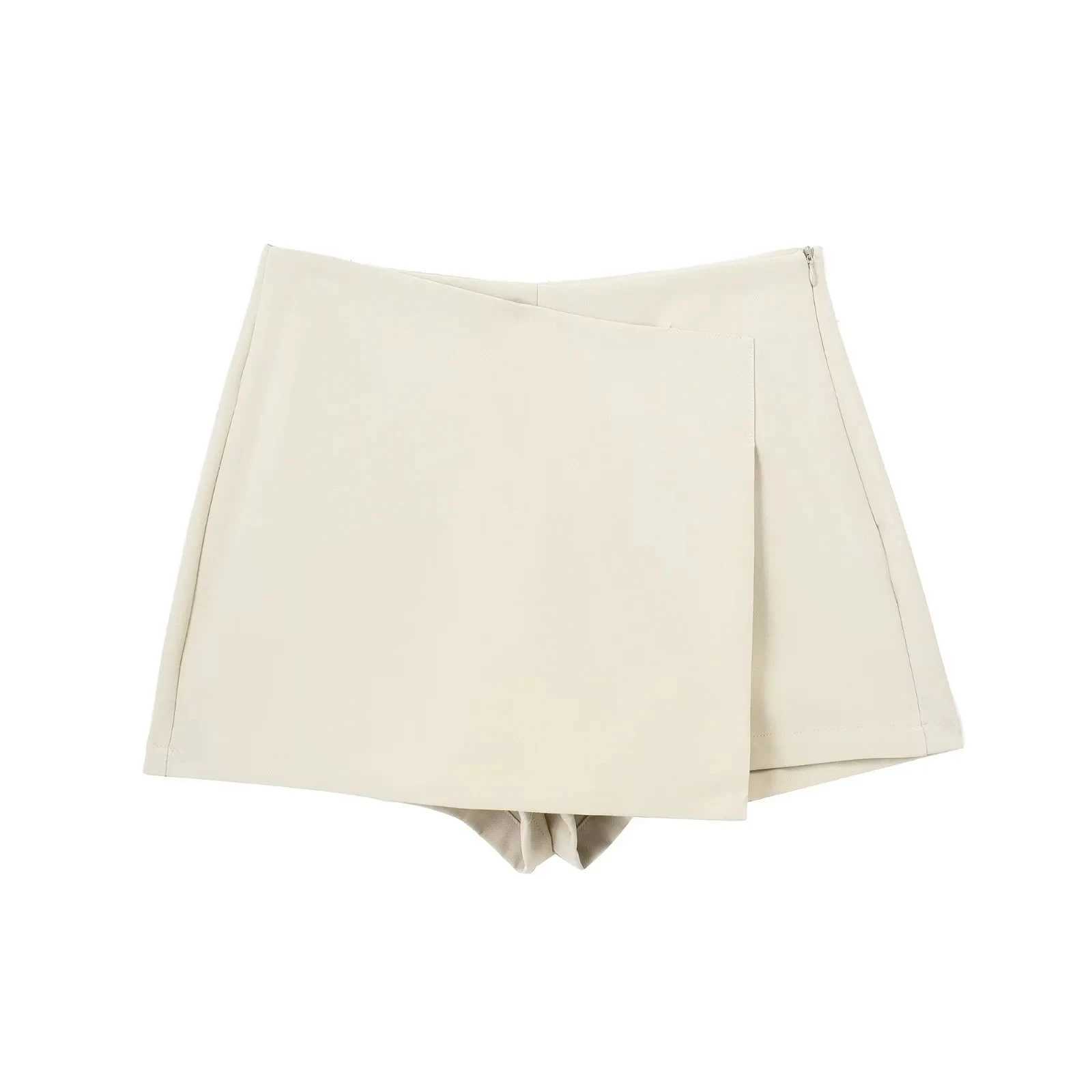 TR Mini Skirt Pants Asymmetric High Waist Skorts For Women Streetwear Wrap Skirt Shorts Summer Casual White Black Short SkirtXJ241221