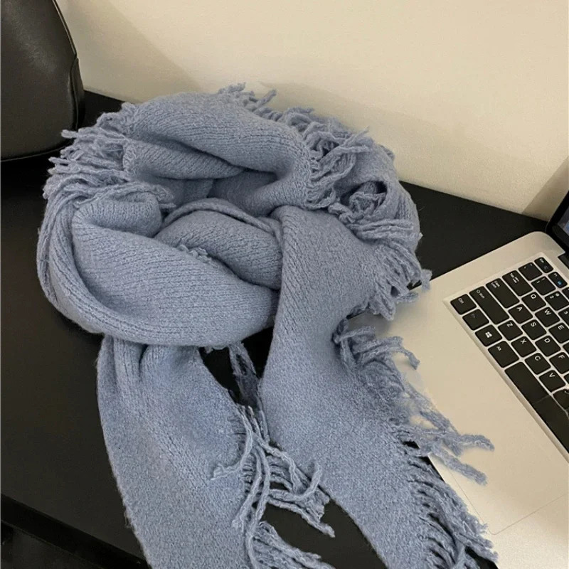 Fashionable Versatile Wool Blend Shawl Autumn Winter High Quality Knit Soft Warm Scarf Female Thermal Triangle Scarf Ladies 241220