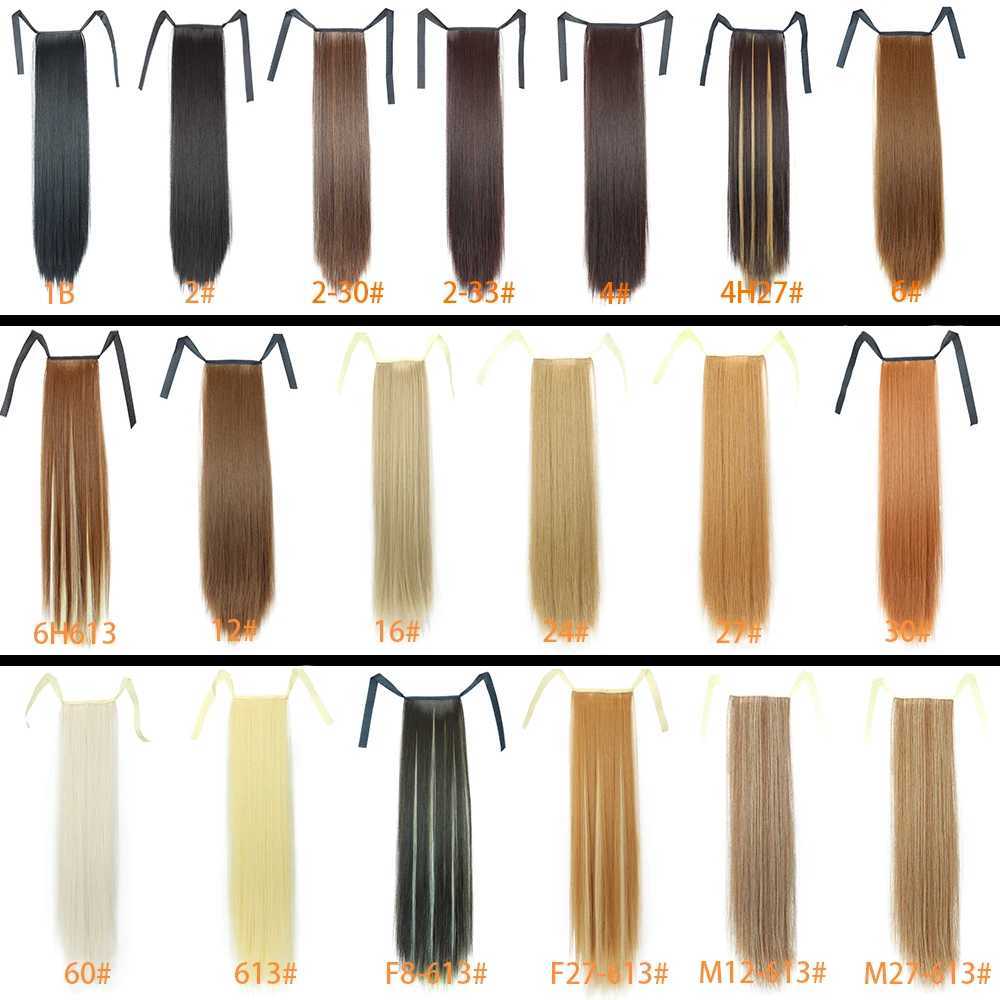 Synthetic Hair 22 Long Straight Heat-Resistant Straight Hair With Ponytail Fake Hair p-in Natural Hairpiece HeadwearXJ241221