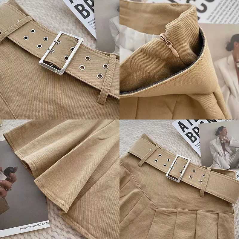 Xpqbb Summer Pleated Skirt Women Korean Fashion with Belt Mini Skirts Girl Kaii High Waist School Uniform A-Line Short SkirtsXJ241221