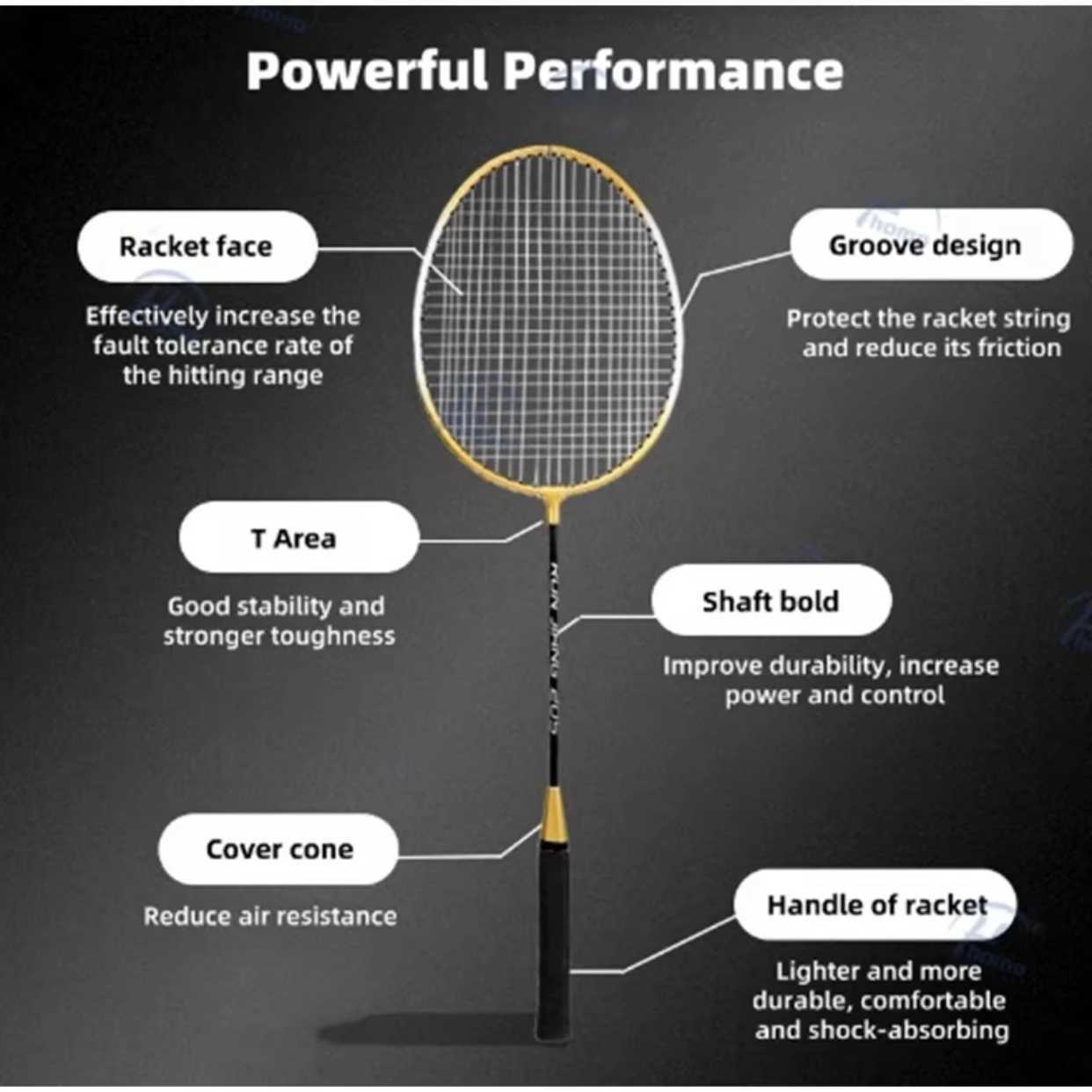Original by Beginner Badminton Set 2-piece Professional Training Durable Leisure Sports RacketW241221