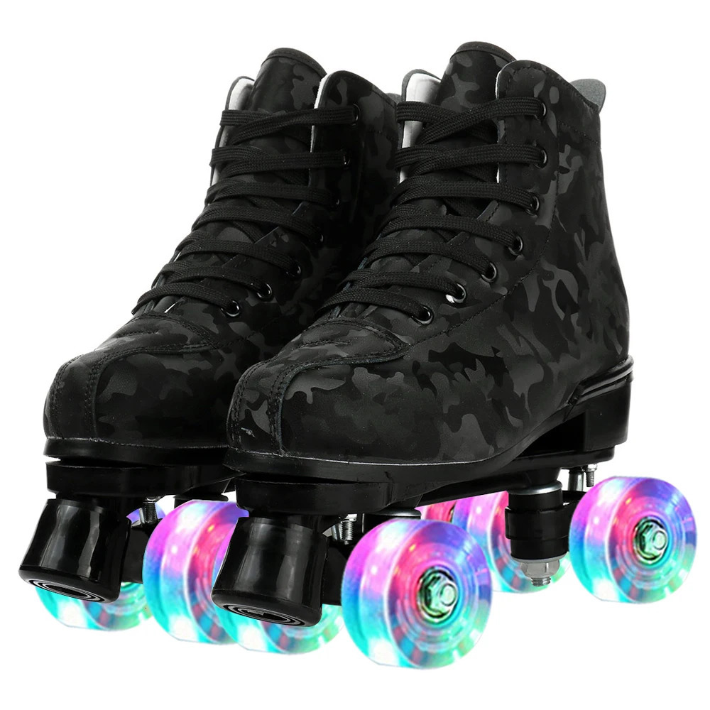 Outdoor Roller Skates Sports Double Row Skates Quad 4 Wheels Skating Women Flashing Roller Skates Shoes for Men Youth Boys Girls 241220