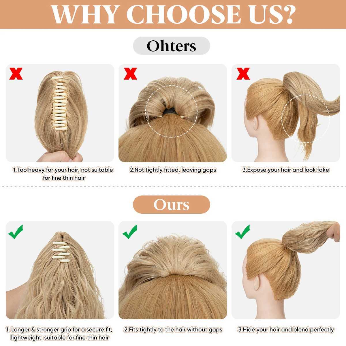13Inch Premium Synthetic Curly Claw Clip In Ponytail Blonde Brown Short Hairpiece Fake Hair False Pigtail Hair Extensions P064XJ241221