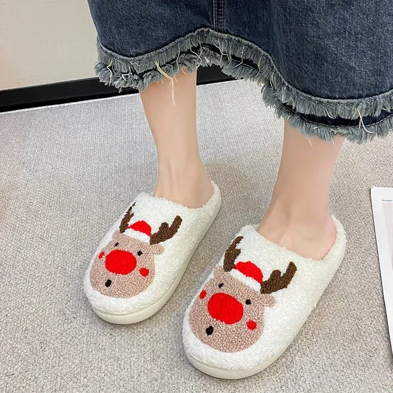 Smile Pumpkin Halloween Women's Slippers Winter Indoor Cartoon Comfort Home Bedroom Soft Causal Flat Plush Shoes for zhanyishengli