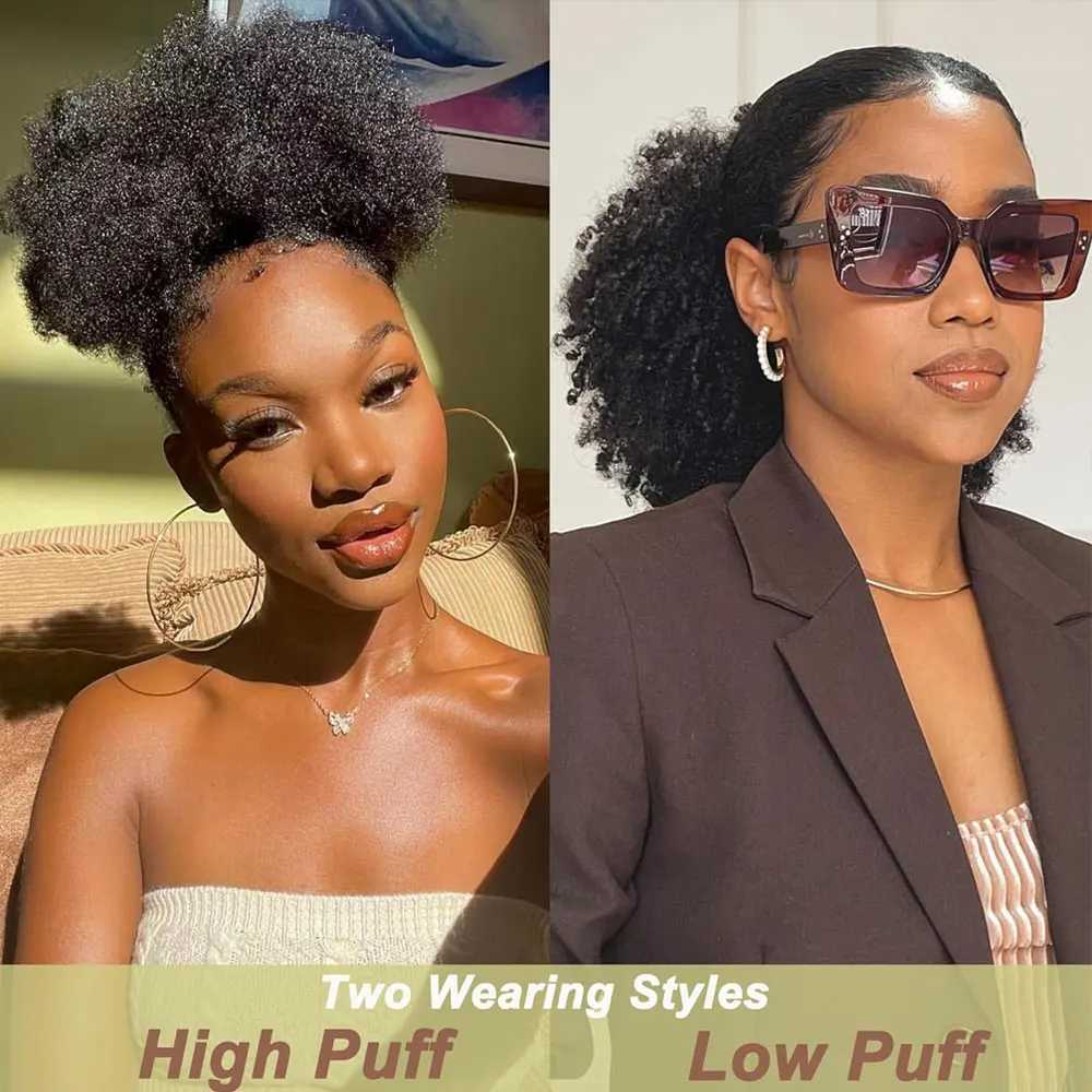 Afro Puff kinky curly Drawstring Ponytail Bun Extension for Black Women Synthetic Short Afro Kinkys Curly Afro HairpiecesXJ241221