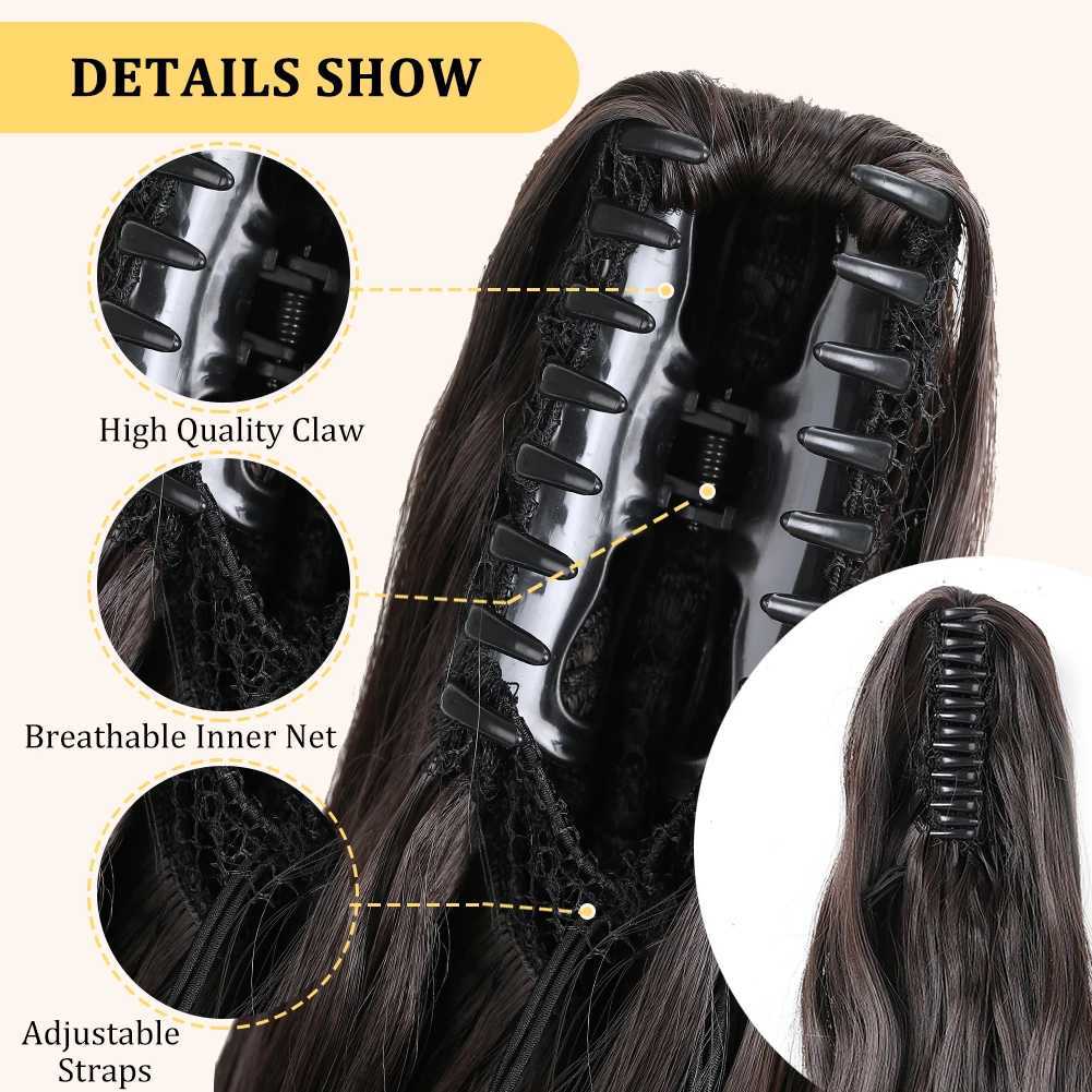 Claw Clip in Ponytail Extension 24 Inch Long Curly Wavy Pony Tail Natural Soft Synthetic Hairpiece for Women Daily UseXJ241221