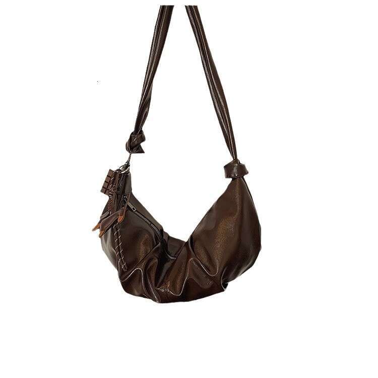 PU shoulder small size, foldable, autumn winter season dumpling bag, versatile, large capacity, women's simple and high-end bag