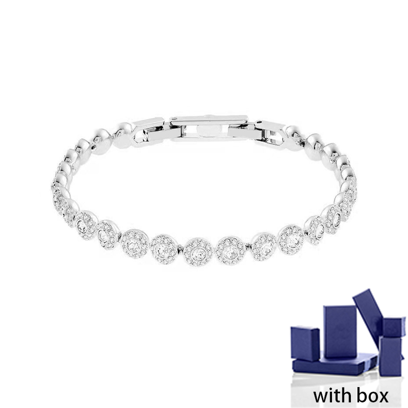 classic tennis bracelet designer for women plated 18K white gold inlaid Austria crystal bracelets designer jewelry woman Christmas valentines day gift with box