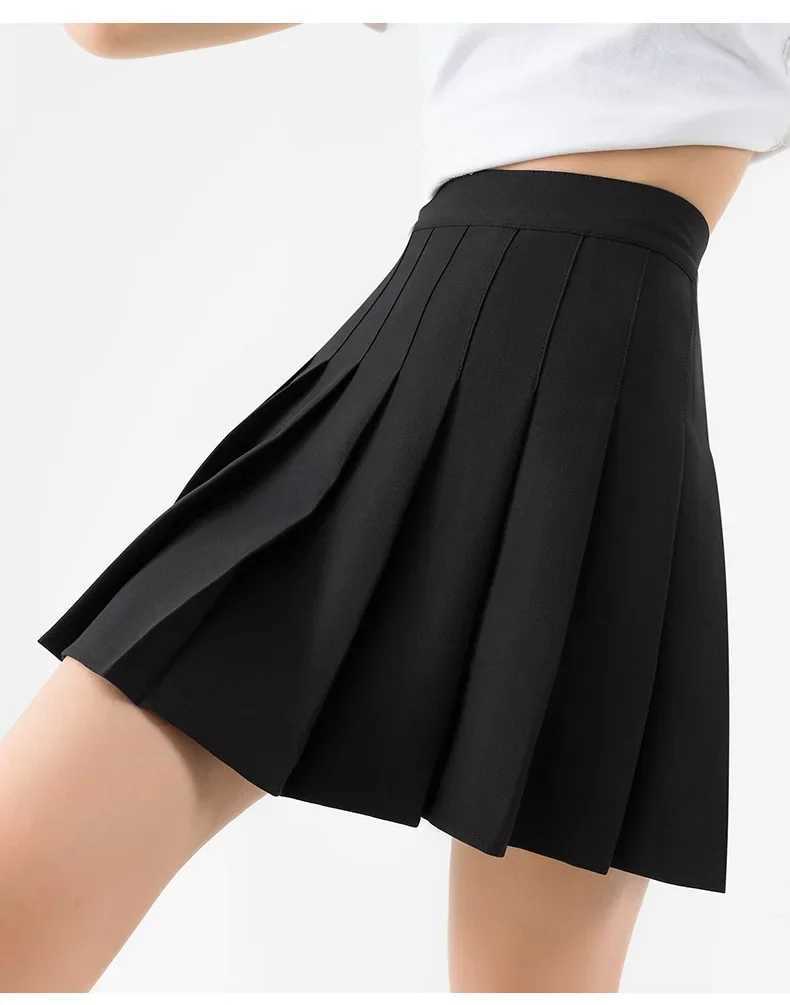 High Waist Solid Pleated Mini Skirt for Women Summer Spring Korean Preppy Style Fashion Cute A-line Skirts Y2K Skort ClothesXJ241221