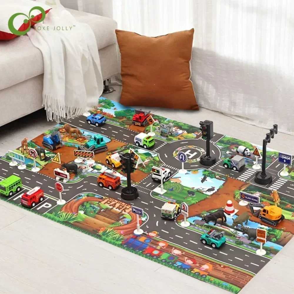Baby Game Mat City Traffic Map Carpet City Parking Lot Parking Lot Parking Lot Traffic Signs Baby Climbing Game Mat W241221