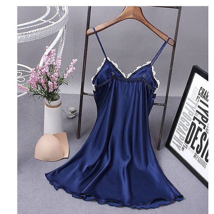 B917-Women's printed dress short sleeve summer thin home leisure cotton silk nightdress