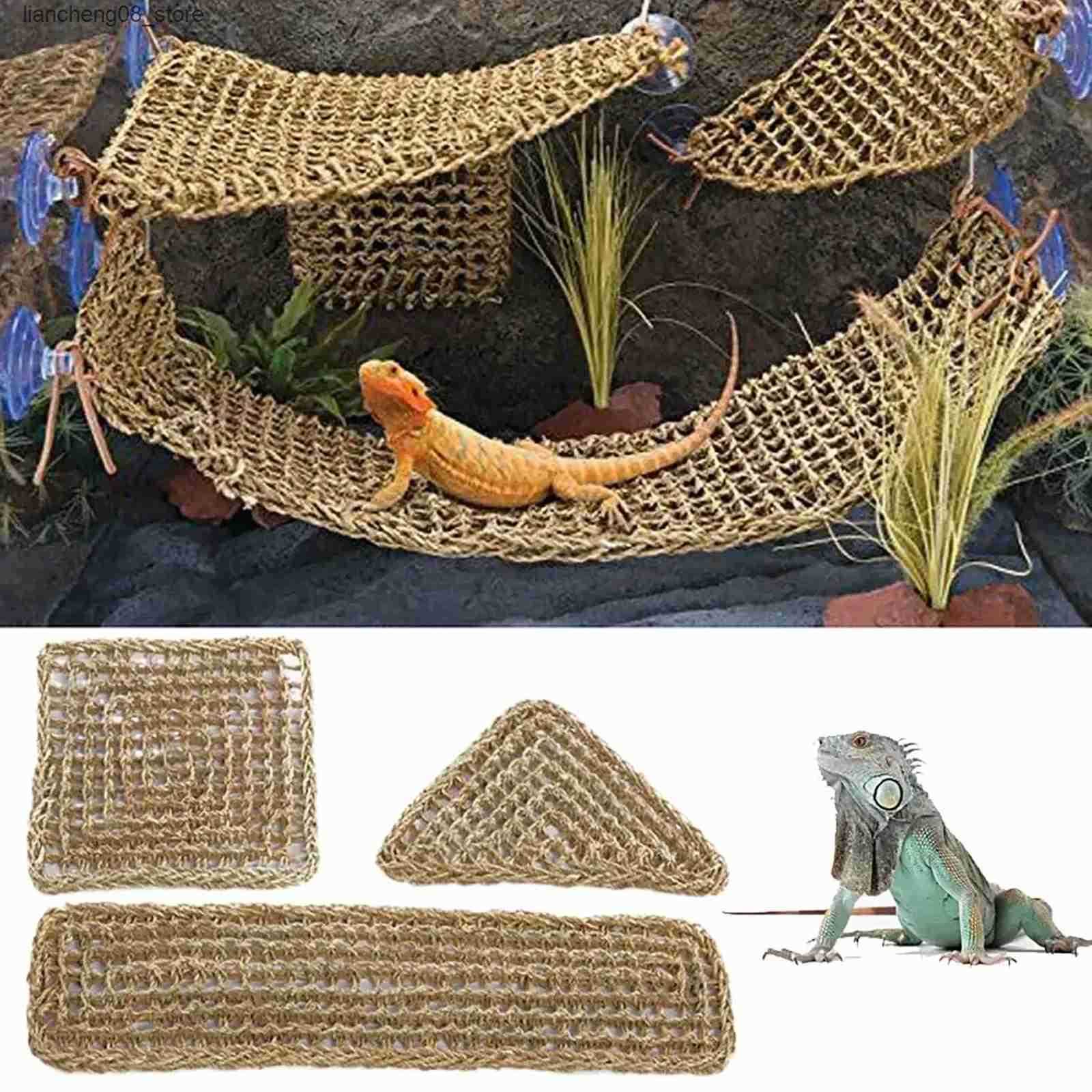 Other Pet Supplies Bearded Dragon Hammock Reptile Lounger for Chameleon Lizards Gecko Snakes Lguana Reptiles Geckos Grass Cushion Pet Bed Swing L24091