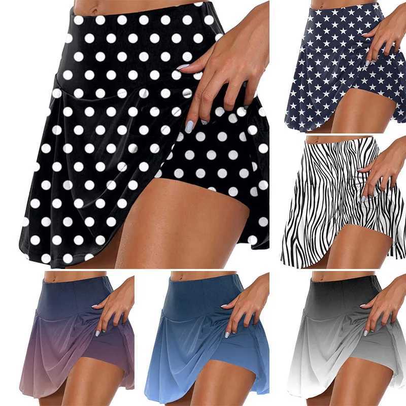 Fashion Polka Dots Floral Skirts Summer Loose A-line Half Skirt Girls Fitness Yoga Shorts Spring Summer Outdoor Beach Short SkirXJ241221