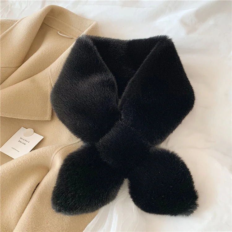 Scarf for Women Korean Autumn and Winter Solid Color Warm Rex Rabbit Fur Scarf Fur Collar Scarf Thickened Collar 241220