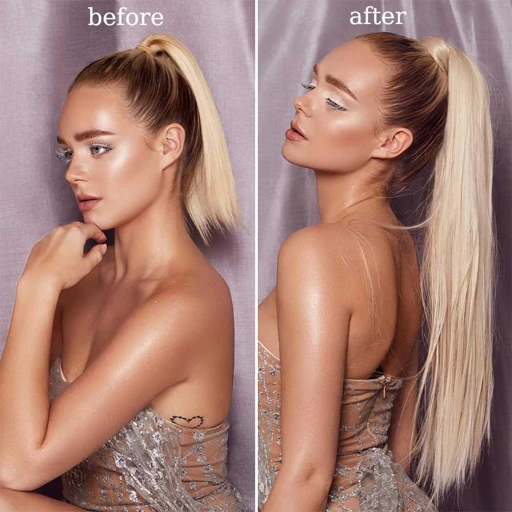 MERISIHAIR Synthetic 22 34 inches Long Straight Ponytail Extensions Heat Resisting Ponytail Brown Blonde Hair WomenXJ241221