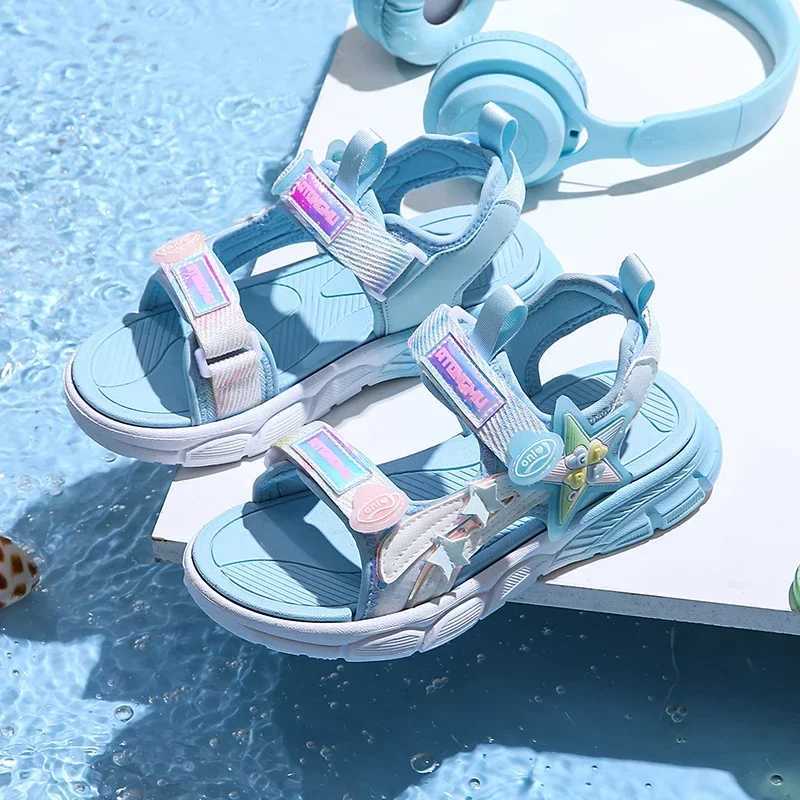 Sandals Cute Girls Pink Purple Sandals Summer Girls Sandals Fashion Light Soft Flats Toddler Infant Casual Beach Children Shoes Outdoor H241217