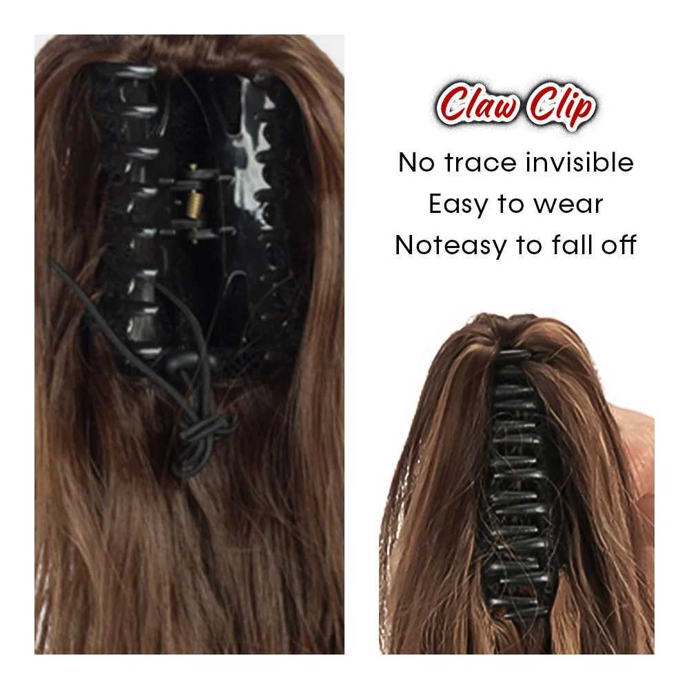 Synthetic Tail Hairpiece Pony 22 inch Ponytail Extensions Claw Clip Drawstring False Pigtail Curly Wavy Attached Hair For WomenXJ241221