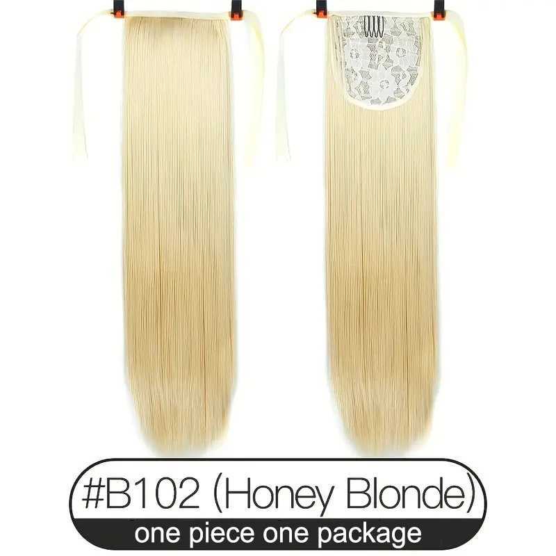18 inches ribbon wear synthetic ponytail straight style tie up ponytail hair extensionXJ241221