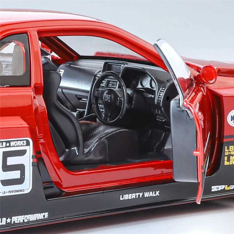 Free shipping 1 24 Nissan Skyline Ares GTR R34 Alloy Modified Wide Body Sports Diecast Raing Car Model Sound and Light Kids Toy Gift