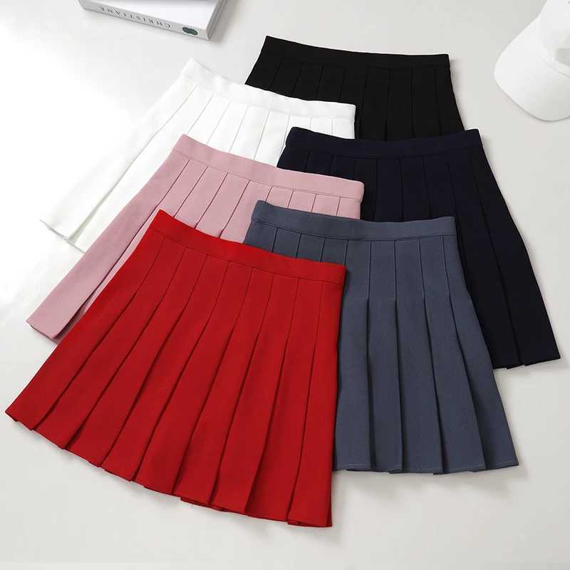 Womens Skirt Pleated Korean Style Summer Woman 2022 Fashion Clothing Pink Elastic High Waist Short White Mini Skirt For GirlsXJ241221