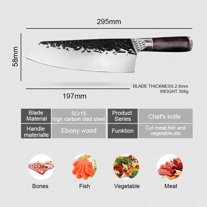 Japanese chef knife hand forged Kiritsuke kitchen knife stainless steel knife for meat fruits fish vegetables butcher knife 241220