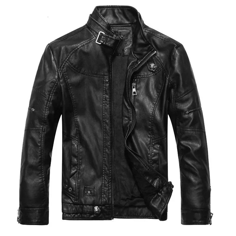 Motorcycle Thickened Leather Coat Men Winter Warm Man Leather CoatMens Plus Velvet Men Moto Biker Riding Fleece Leather Jacket 241216