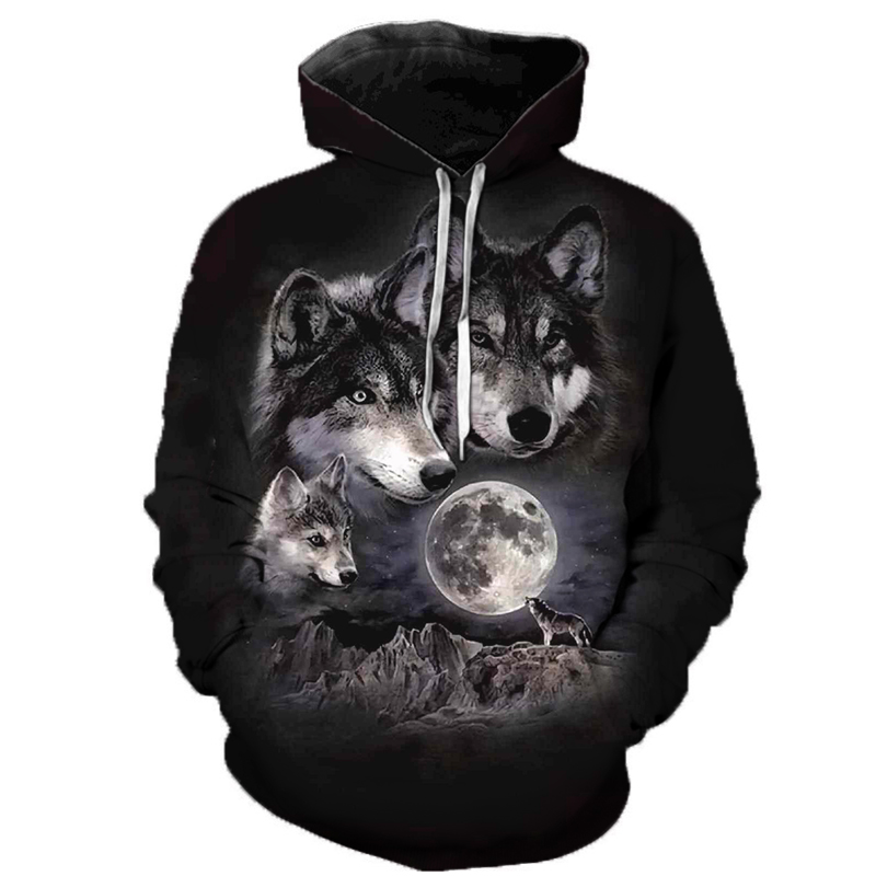3D Wolf Hoodies Men Hooded Animal Wolf Printed Hoodie Sweatshirts Tracksuits Man/women Jackets Funny Hoody Drop