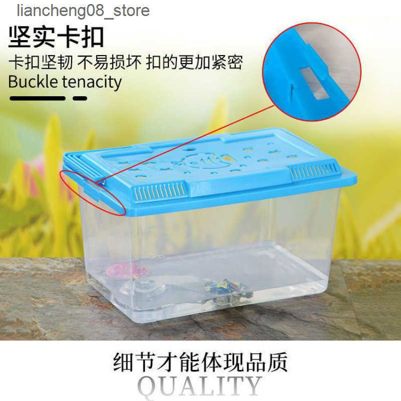 Other Pet Supplies Small turtle feeding box white fish tank hand-held crawler tank small box plastic crawling pet box transparent turtle tank L240910
