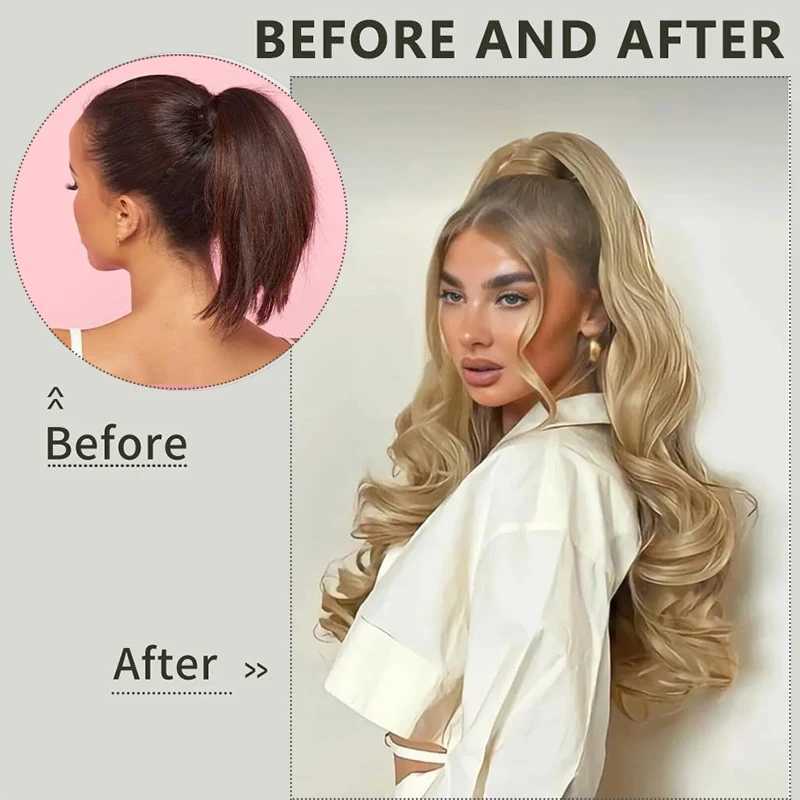 Long Wave Claw Ponytail Clip on Pony Tail False Hair for Women Synthetic Heat Resistant Hair Pieces Horse Tail ExtensionsXJ241221