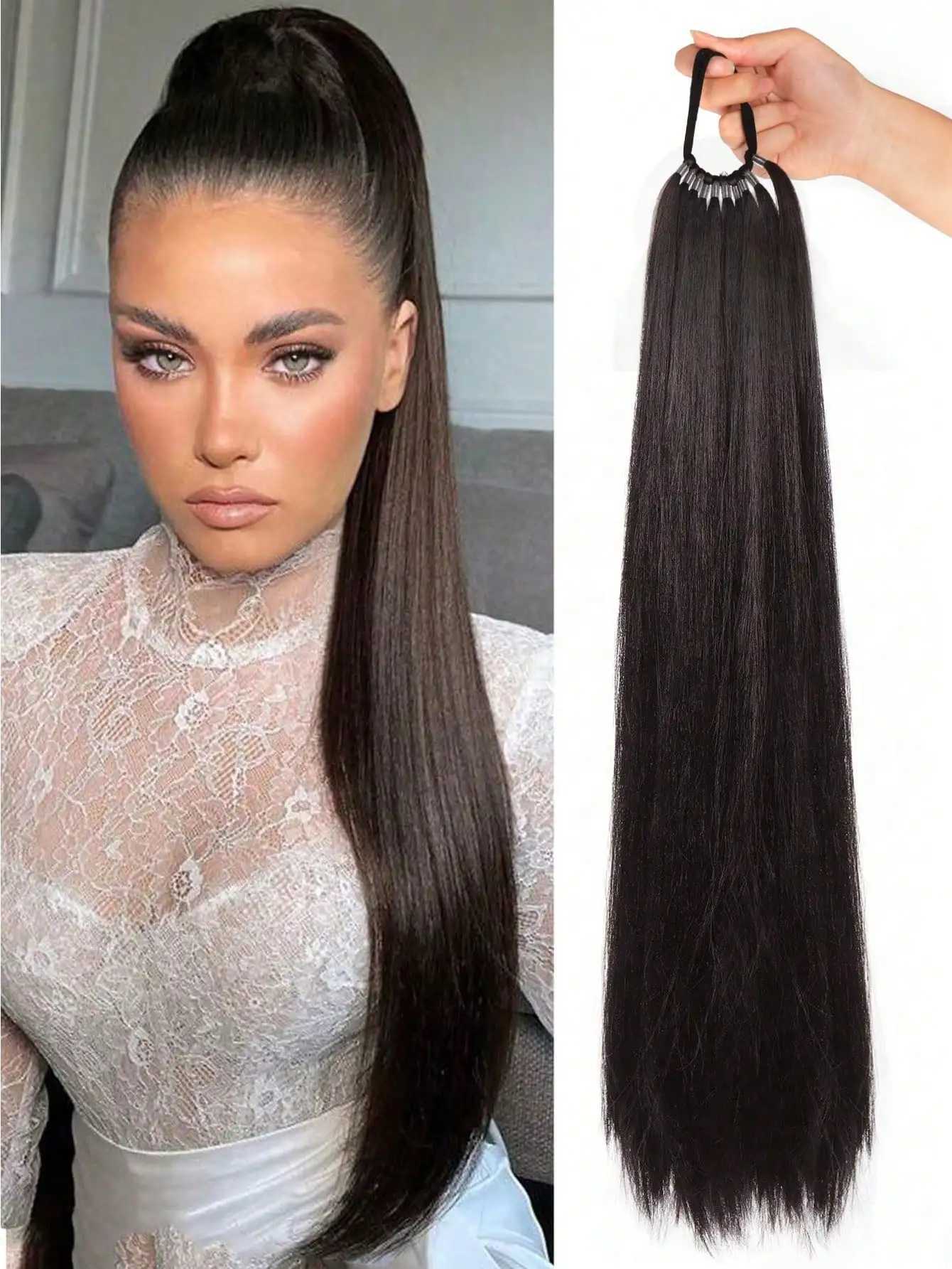 Synthetic Ponytail Extensions Rubber Band Hair Braided Pony Tail Hairpiece Black Blonde Brown Hairstyle For WomenXJ241221