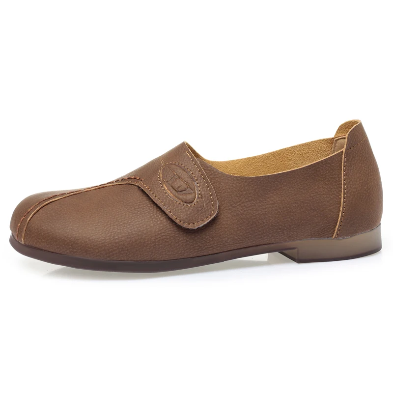 AIYUQI Women's Casual Shoes Spring Genuine Leather Women's Shoes Mom Large Size Vintage Round Toe Ladies Shoes