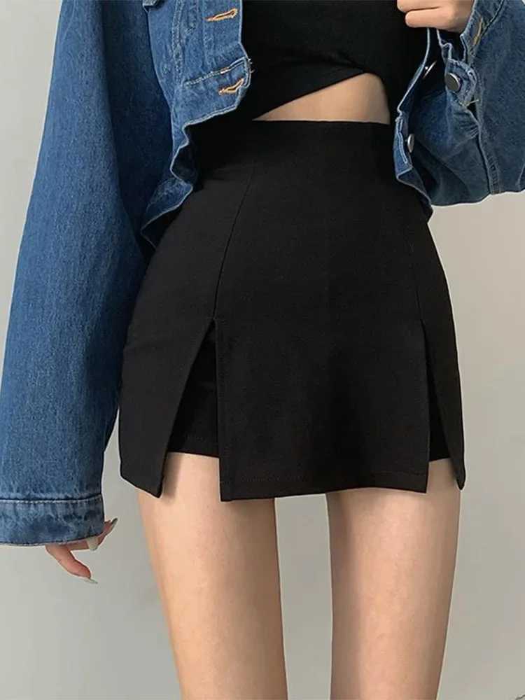 Sexy Split Shorts Skirt WomenS Office Ladies 4xl Suit Skirt Summer New Black Mini A-Line Pants Skirt High Waist Wide Leg ShortsXJ241221
