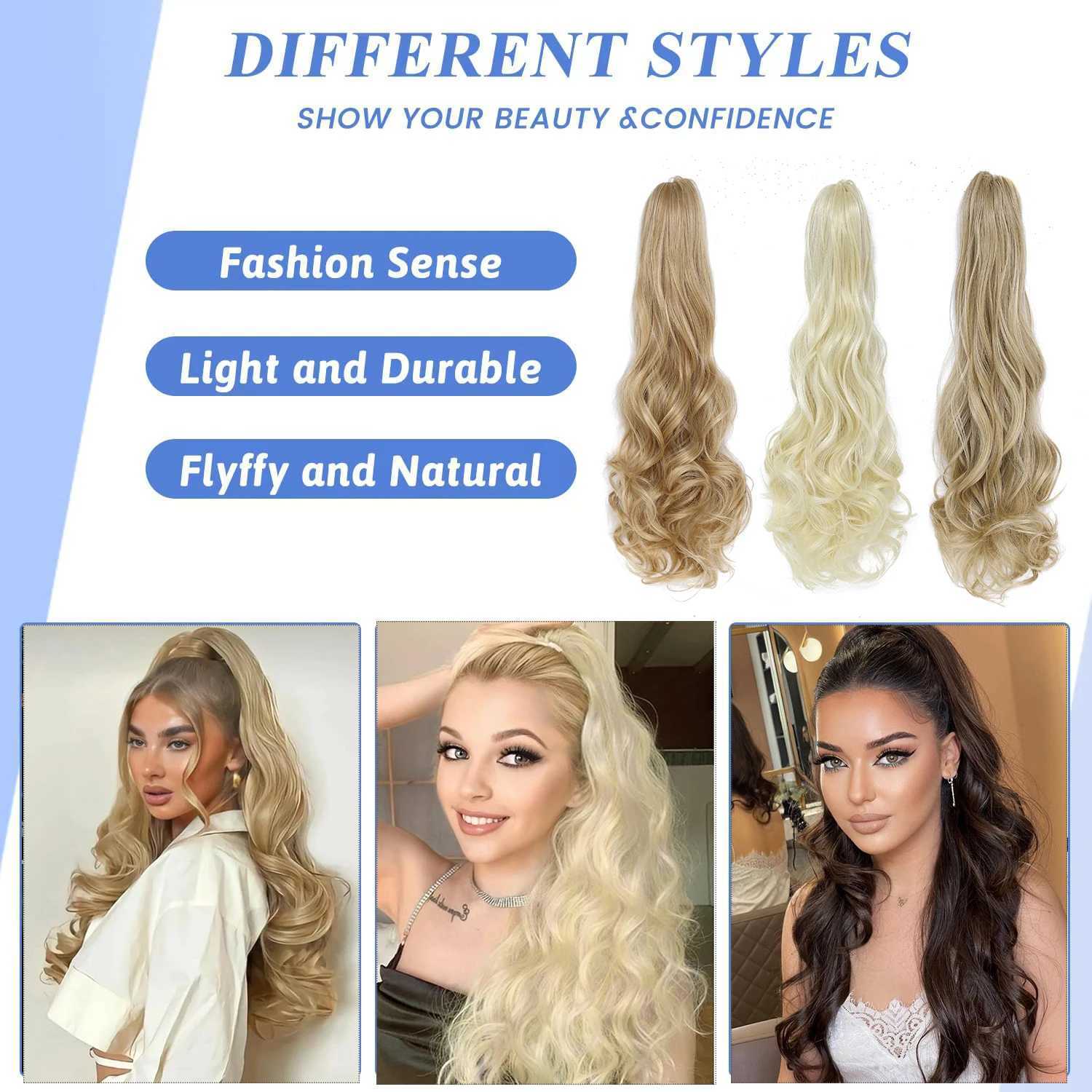 Long Wave Claw Ponytail Clip on Pony Tail False Hair for Women Synthetic Heat Resistant Hair Pieces Horse Tail ExtensionsXJ241221