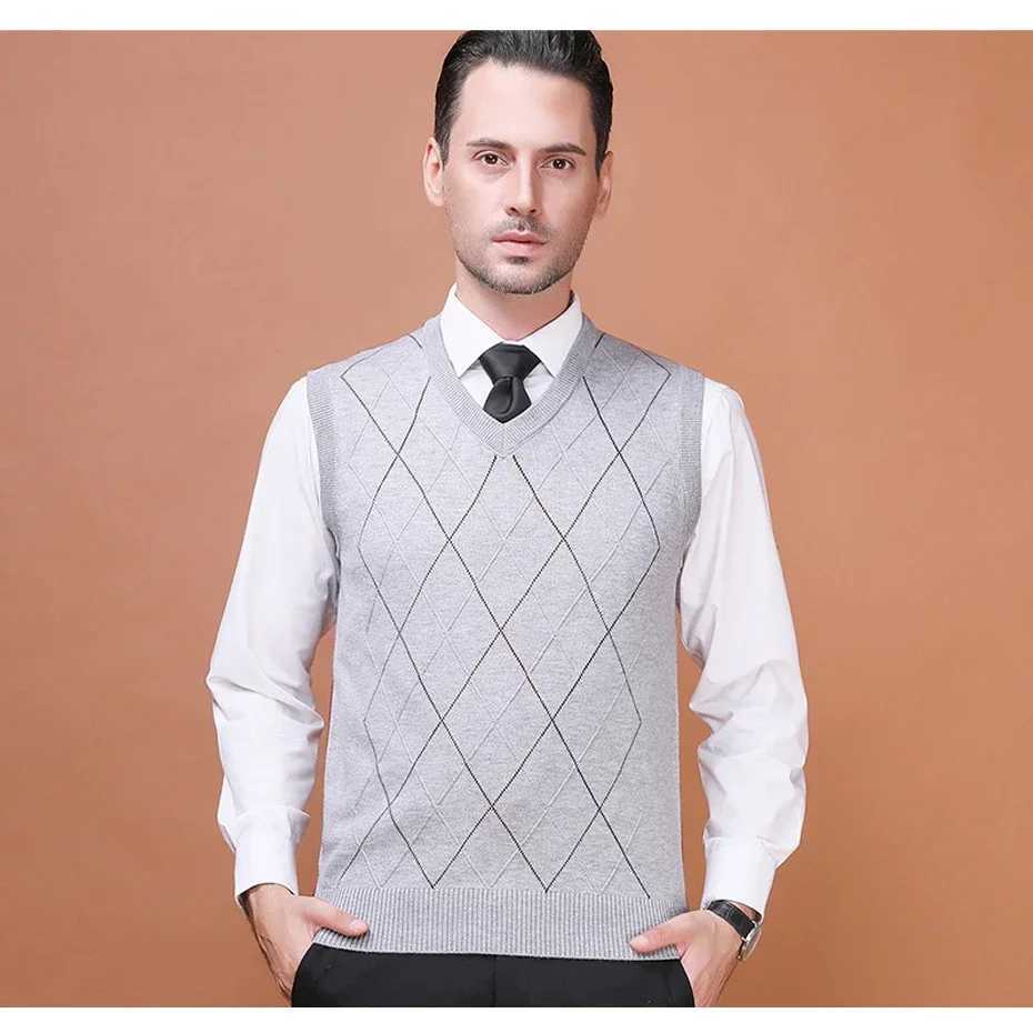 Autumn New Mens Wool Sweater Pullover Sleeveless Basic Knit Vest Casual Fashion V Neck Striped Plus Size 3XLXJ241221