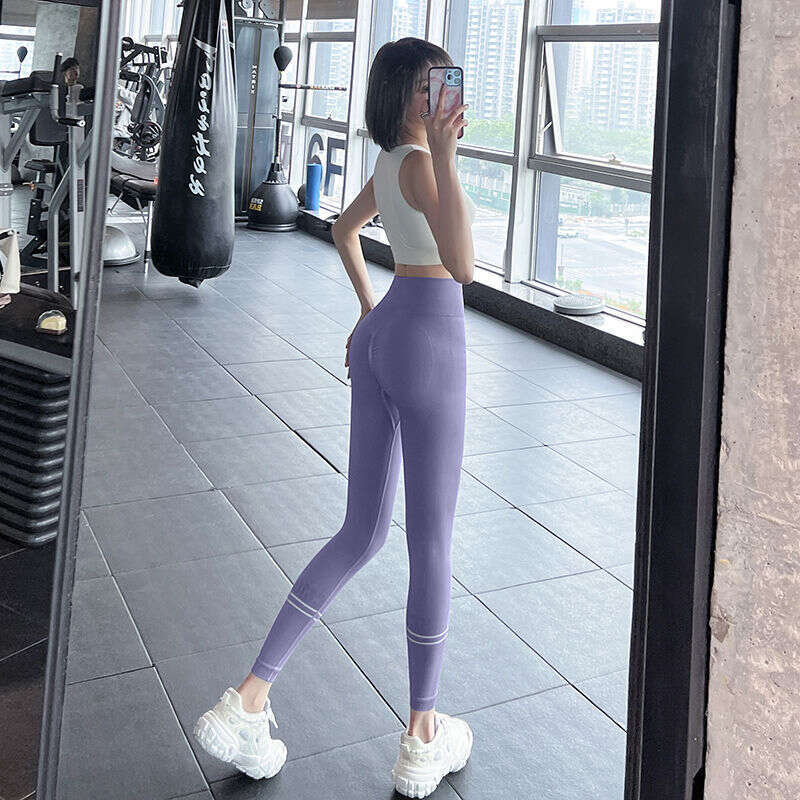 High waisted and hip lifting peach shaped compression outdoor cycling fitness pants, sports naked sensation, quick drying, internet celebrity