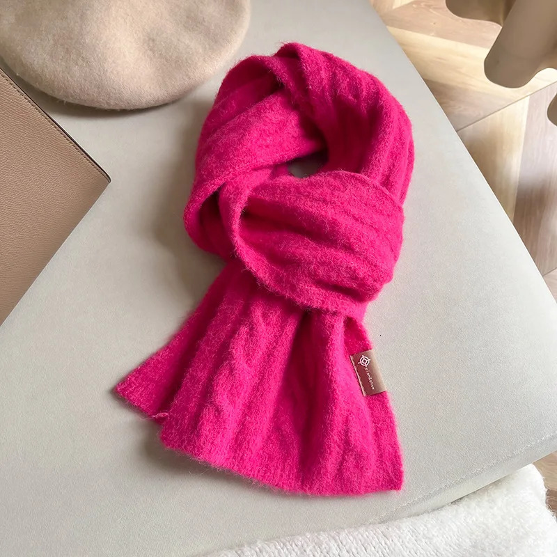 Korean Winter Fashion Versatile Solid Color Wool Blended Womens Scarf Warm High Quality Scarf Birthday Gift 241220