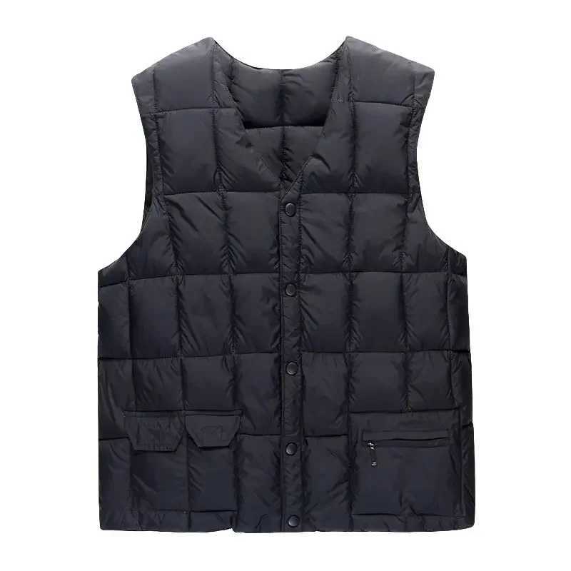 Mens Vest Jacket Sleeveless Jackets Winter Thick Warm Lightweight Waistcoat Brand Loose Cotton-Padded V-neck Buttons Coat XL-5XLXJ241221