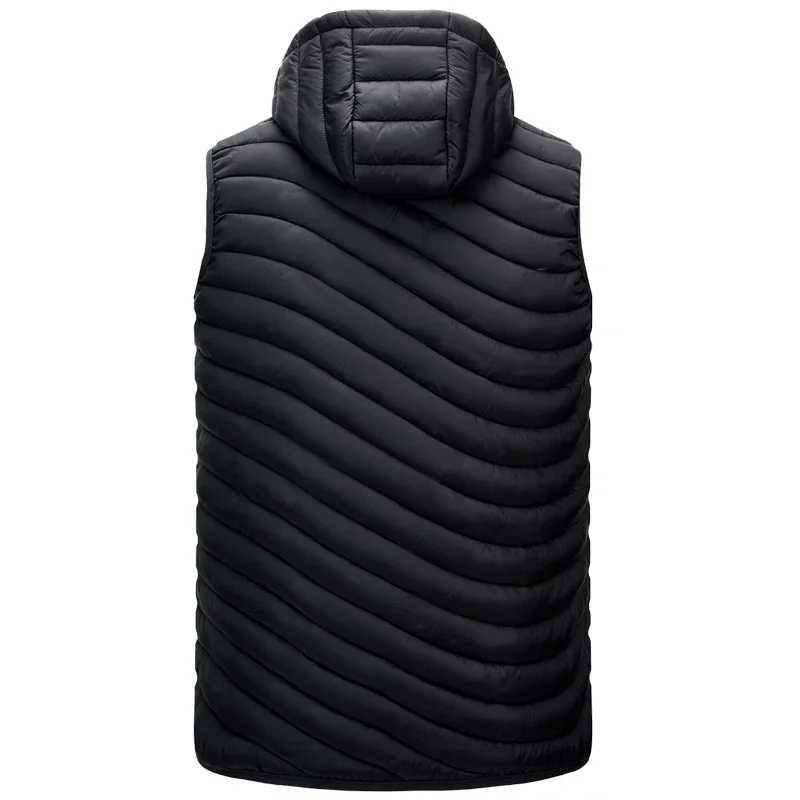 Fashion Casual Pockets Waistcoat Windproof Jacket Winter Male Hot sale Men Sleeveless Down Vests Solid Hooded Vest JacketsXJ241221