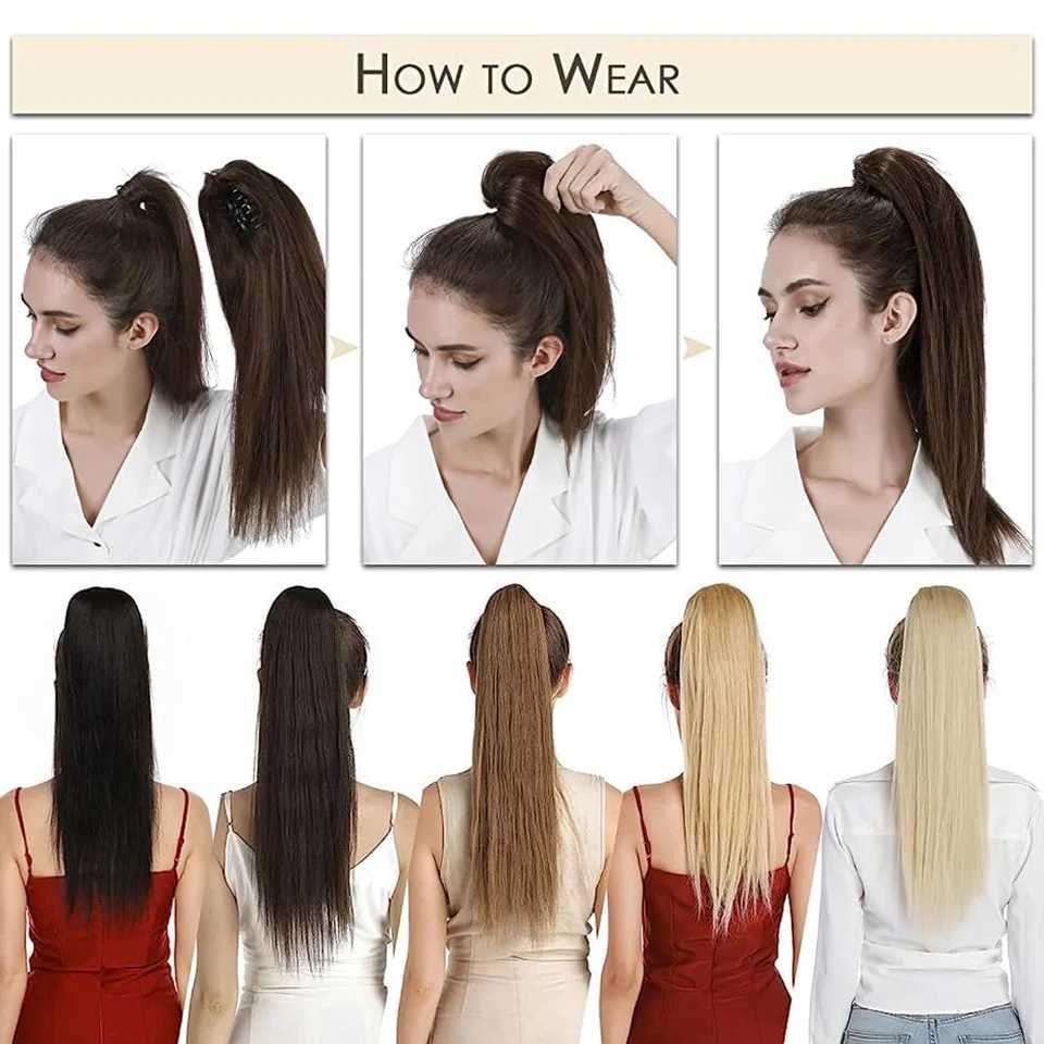 32Inch Synthetic Blonde Curly Wavy Ponytail Extension Hair Claw Clip in Long Straight Hair for White Women Daily Party UseXJ241221
