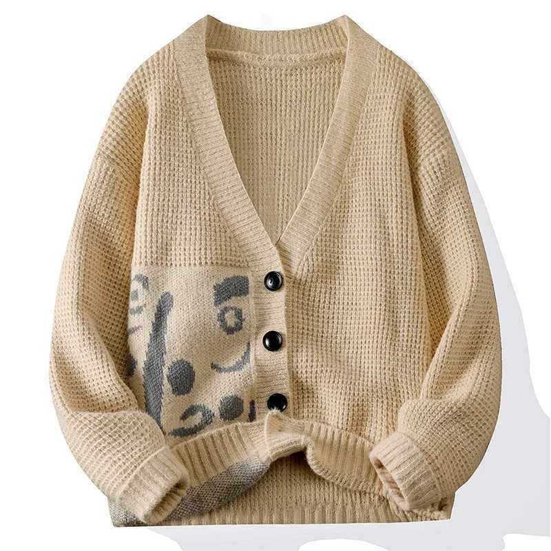 2024 Autumn/Winter Sweater for Men with A Thick Fashion Cardigan Vintage Large V-neck Sweater Loose Fashion Brand VestXJ241221