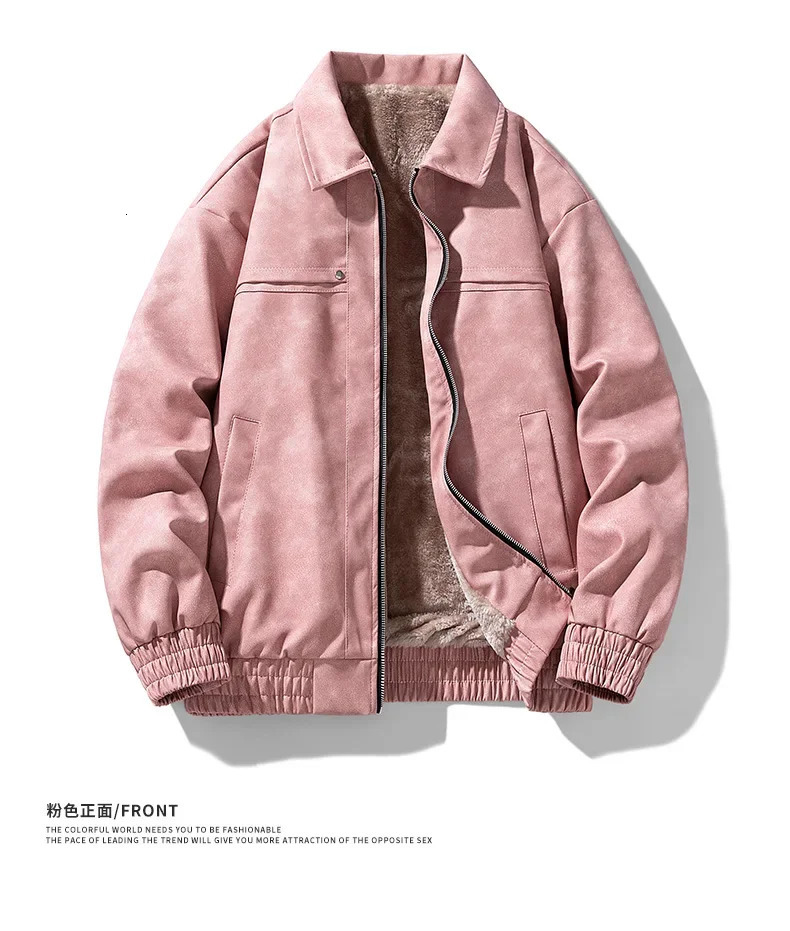 Vintage Plus Velvet PU Leather Jacket Men Casual Blazer Mens Slim Fleece Leather Jacket Streetwear Man Outerwear Leather Jackets 241216